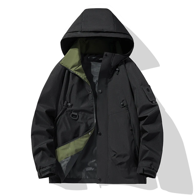 Herren Wasserabweisende Tech Utility Kapuzenjacke mit verdecktem Reißverschluss Drune