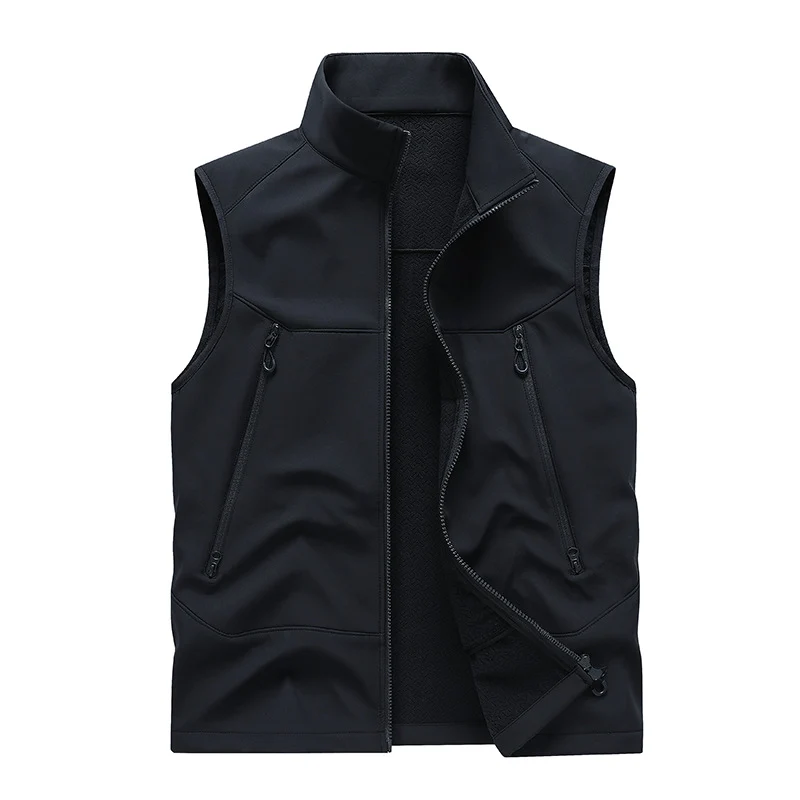 Herren Wasserabweisende Softshell-Weste mit Stehkragen, Reißverschlusstaschen & Atmungsaktivem Futter Drune