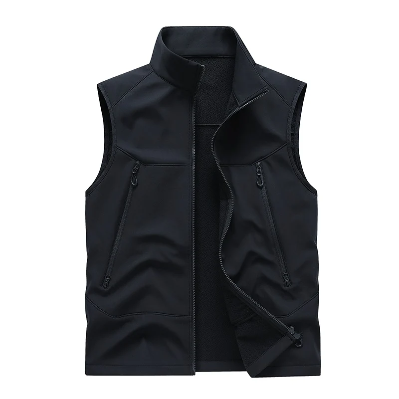 Herren Wasserabweisende Softshell-Weste mit Stehkragen, Reißverschlusstaschen & Atmungsaktivem Futter Drune