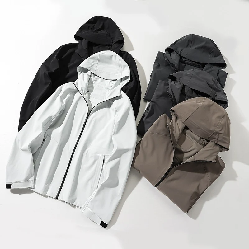 Herren Wasserabweisende Softshell-Outdoorjacke mit Kapuze, verschweißten Nähten & minimalistischer Reißverschluss Drune
