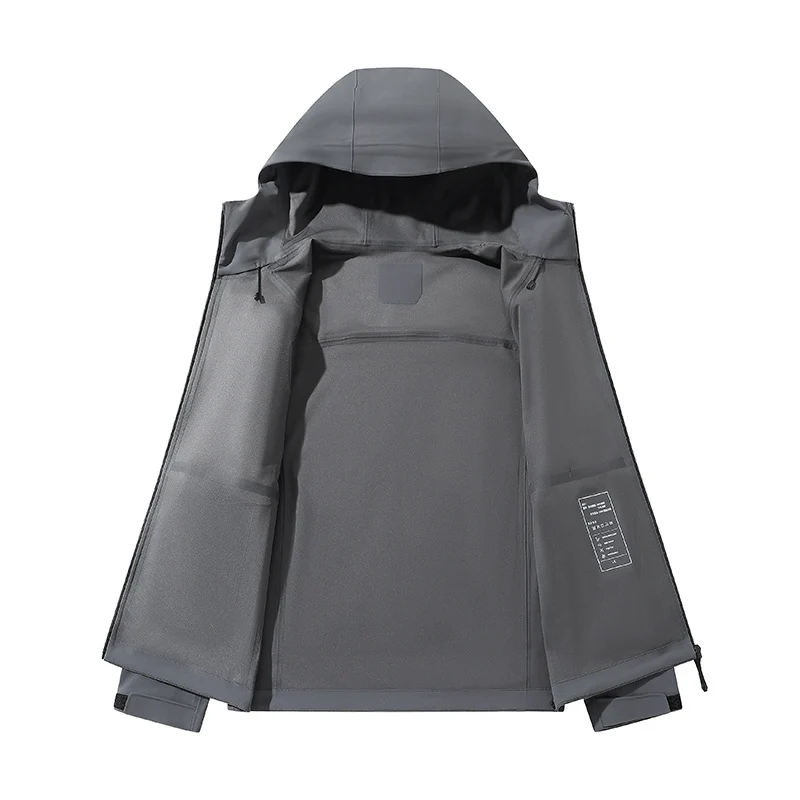 Herren Wasserabweisende Softshell-Outdoorjacke mit Kapuze, verschweißten Nähten & minimalistischer Reißverschluss Drune