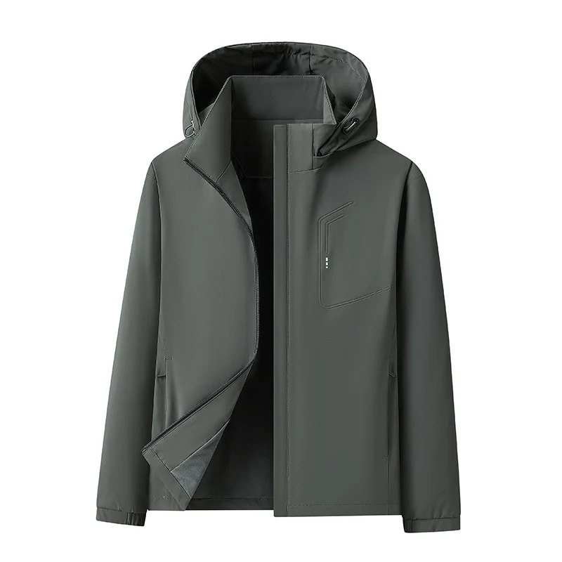 Herren Wasserabweisende Softshell-Jacke mit Kapuze nahtminimaler Optik & Brusttasche Drune