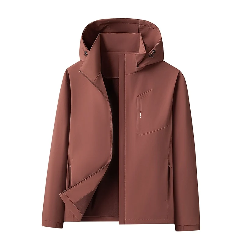 Herren Wasserabweisende Softshell-Jacke mit Kapuze nahtminimaler Optik & Brusttasche Drune