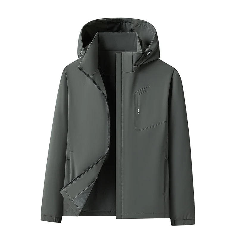Herren Wasserabweisende Softshell-Jacke mit Kapuze nahtminimaler Optik & Brusttasche Drune