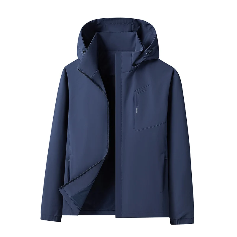 Herren Wasserabweisende Softshell-Jacke mit Kapuze nahtminimaler Optik & Brusttasche Drune