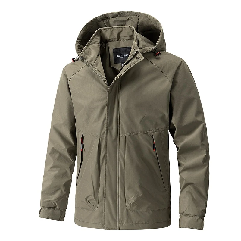 Herren Wasserabweisende Kapuzen‑Übergangsjacke mit Thermofutter, Utility‑Taschen & verstellbaren Manschetten Drune