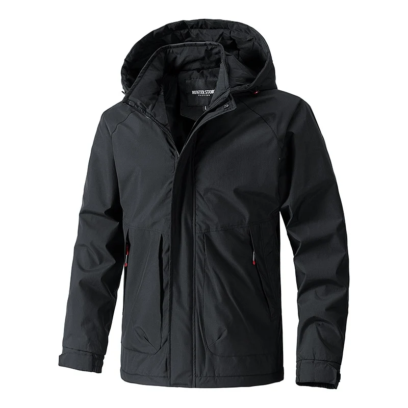 Herren Wasserabweisende Kapuzen‑Übergangsjacke mit Thermofutter, Utility‑Taschen & verstellbaren Manschetten Drune