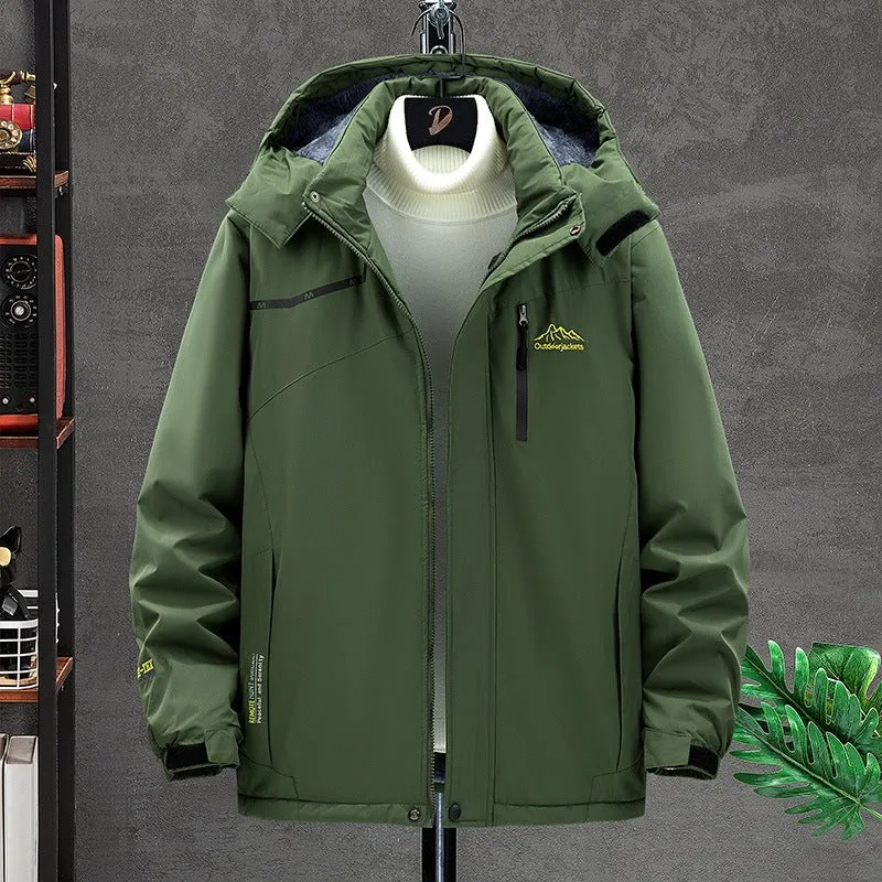 Herren Wasserabweisende Funktions-Übergangsjacke mit Kapuze, Brustreißverschluss & Thermofutter Drune