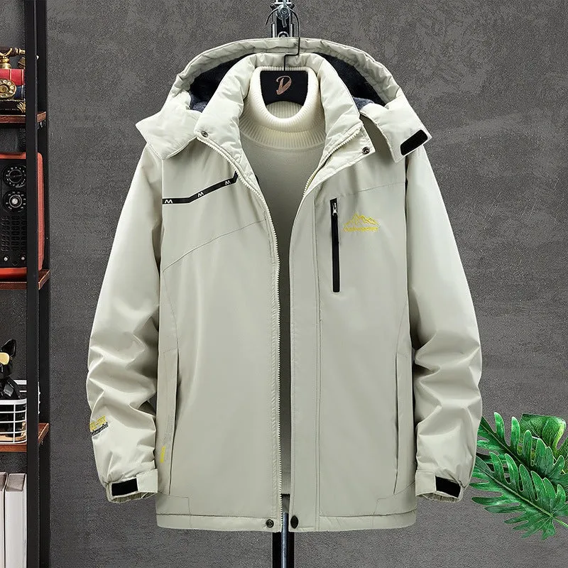 Herren Wasserabweisende Funktions-Übergangsjacke mit Kapuze, Brustreißverschluss & Thermofutter Drune