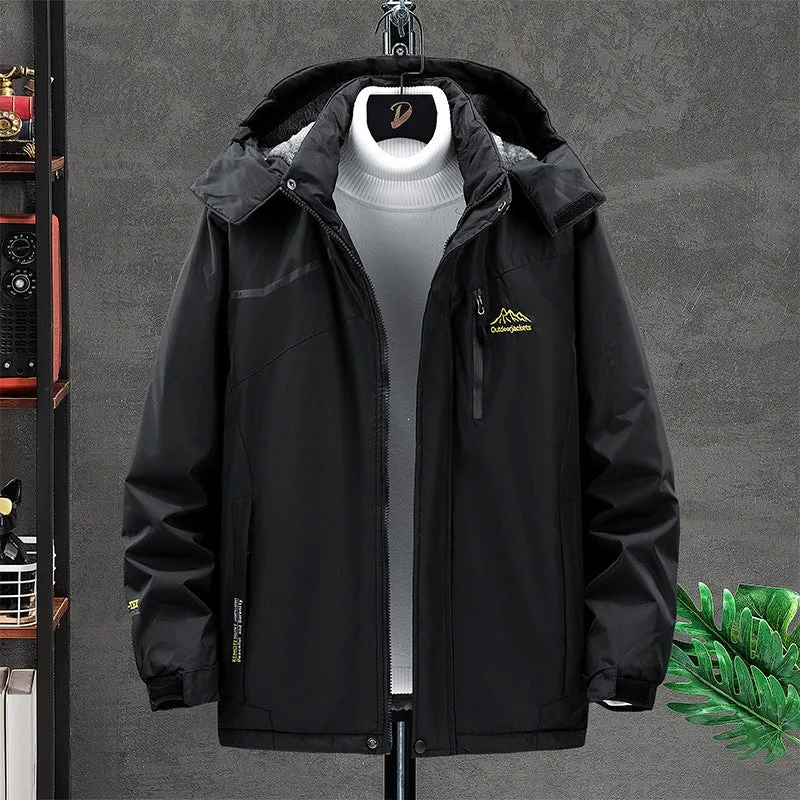 Herren Wasserabweisende Funktions-Übergangsjacke mit Kapuze, Brustreißverschluss & Thermofutter Drune