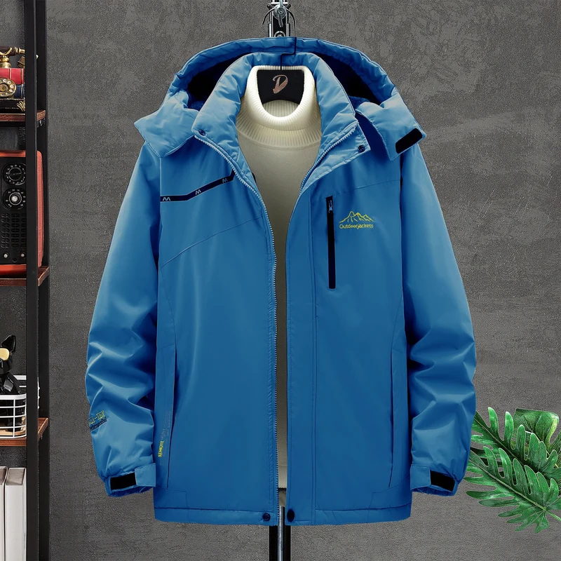 Herren Wasserabweisende Funktions-Übergangsjacke mit Kapuze, Brustreißverschluss & Thermofutter Drune