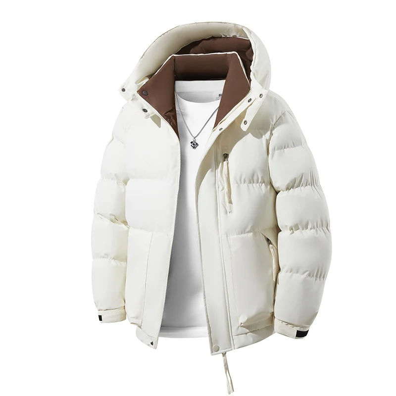 Herren Wärmende Daunenoptik‑Steppjacke mit Kapuze, Thermofutter & Kordelzug Drune