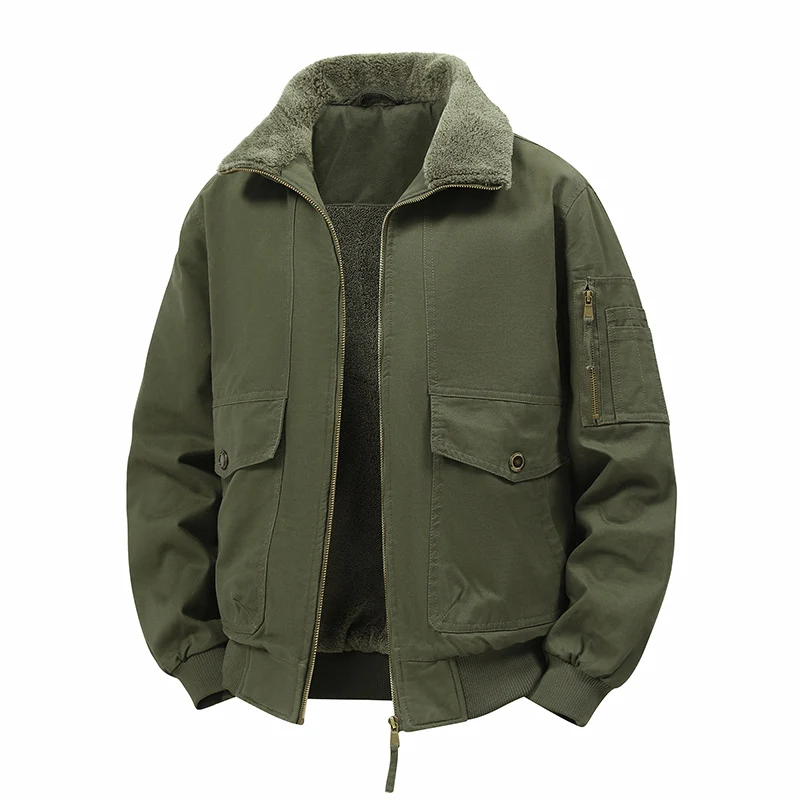 Herren Wärmende Bomberjacke mit Teddyfutter und Utility-Taschen Drune