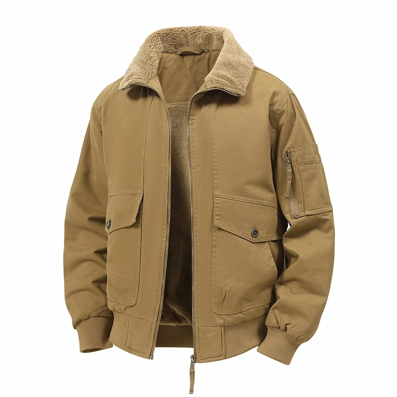 Herren Wärmende Bomberjacke mit Teddyfutter und Utility-Taschen Drune
