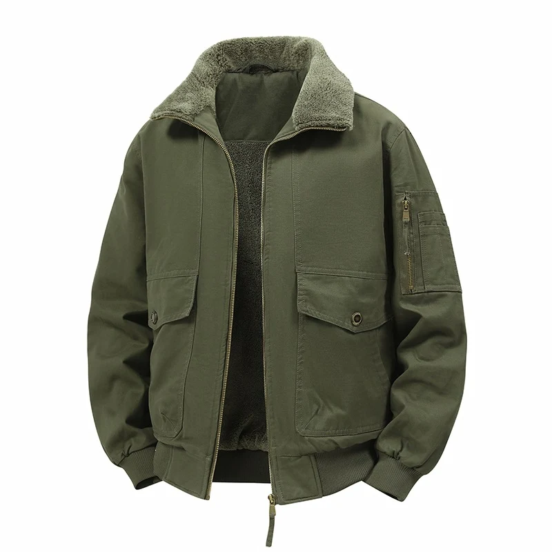 Herren Wärmende Bomberjacke mit Teddyfutter und Utility-Taschen Drune