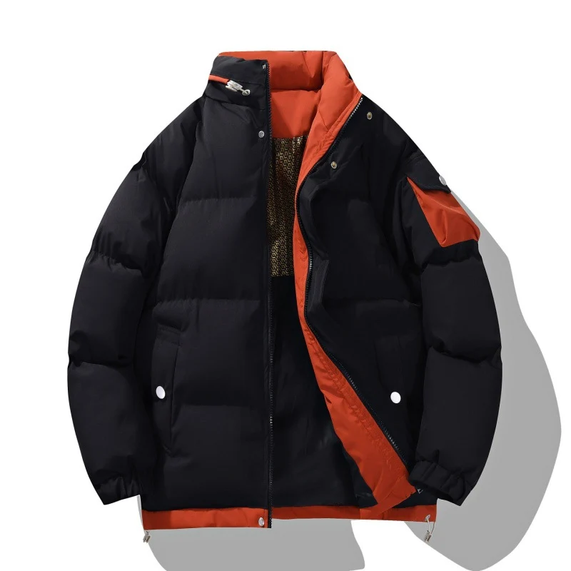 Herren Warme Wattierte Outdoor-Steppjacke mit hohem Stehkragen, Kontrast-Innenfutter & Utility-Ärmeltasche Drune