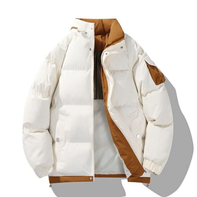 Herren Warme Wattierte Outdoor-Steppjacke mit hohem Stehkragen, Kontrast-Innenfutter & Utility-Ärmeltasche Drune