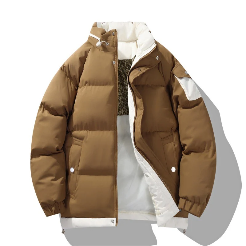 Herren Warme Wattierte Outdoor-Steppjacke mit hohem Stehkragen, Kontrast-Innenfutter & Utility-Ärmeltasche Drune