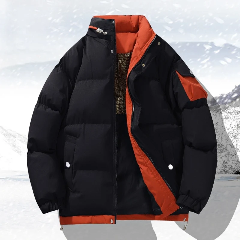 Herren Warme Wattierte Outdoor-Steppjacke mit hohem Stehkragen, Kontrast-Innenfutter & Utility-Ärmeltasche Drune