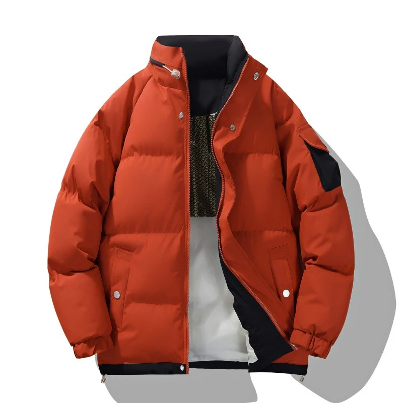 Herren Warme Wattierte Outdoor-Steppjacke mit hohem Stehkragen, Kontrast-Innenfutter & Utility-Ärmeltasche Drune