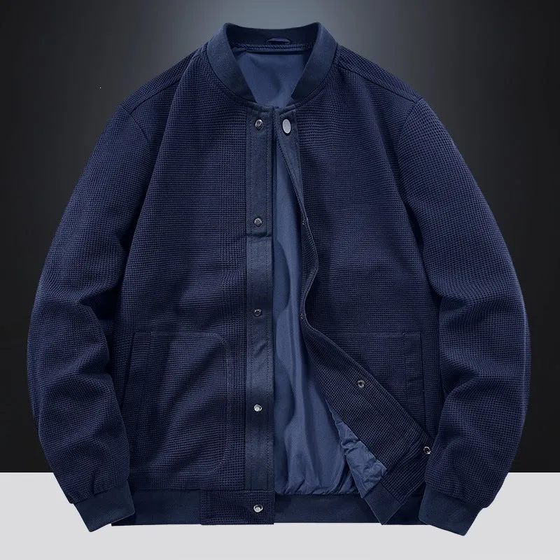 Herren Waffelstrick-Bomberjacke mit verdeckter Druckknopfblende und leichter Thermofütterung Drune