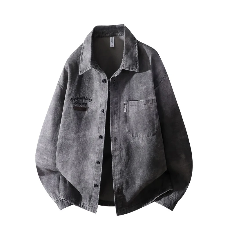 Herren Vintage-inspirierte Canvas-Überhemdjacke mit used-washed Effekt, kastiger Passform & aufgesetzter Brusttasche Drune