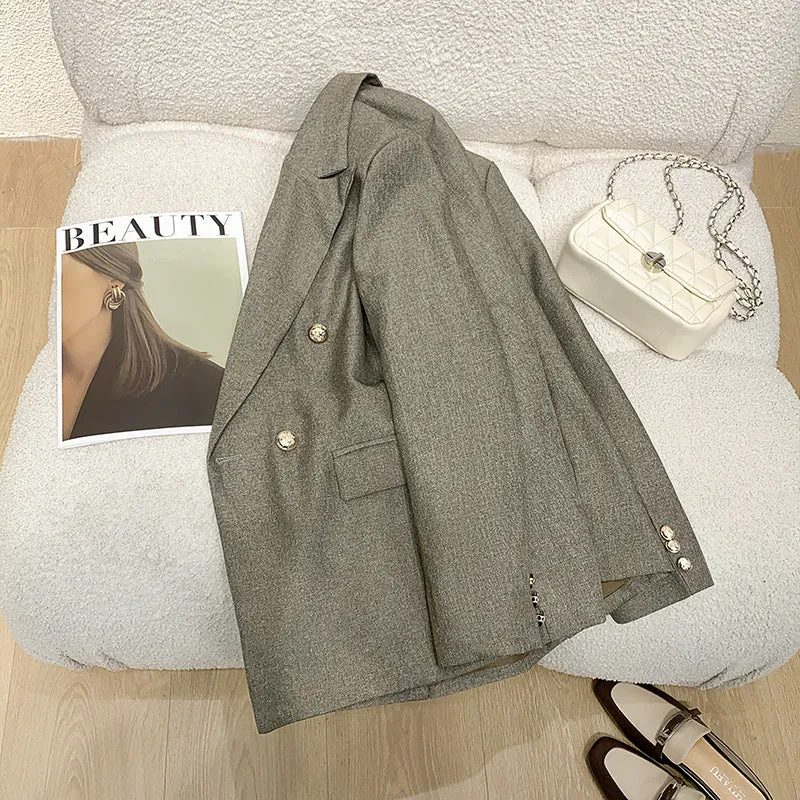 Damen Moderner Doppelt Knopfgesteckter Blazer Drune