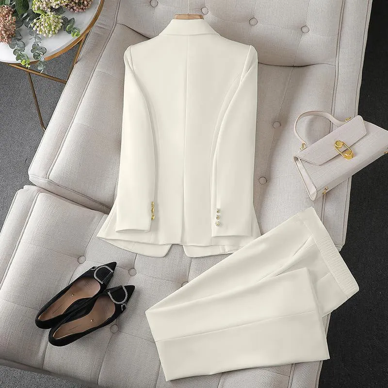 Damen Elegantes Doppelreihiges Blazer-Set Drune