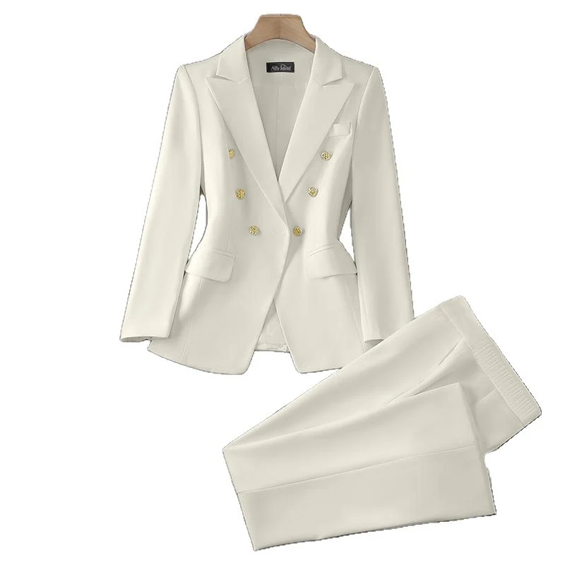 Damen Elegantes Doppelreihiges Blazer-Set Drune