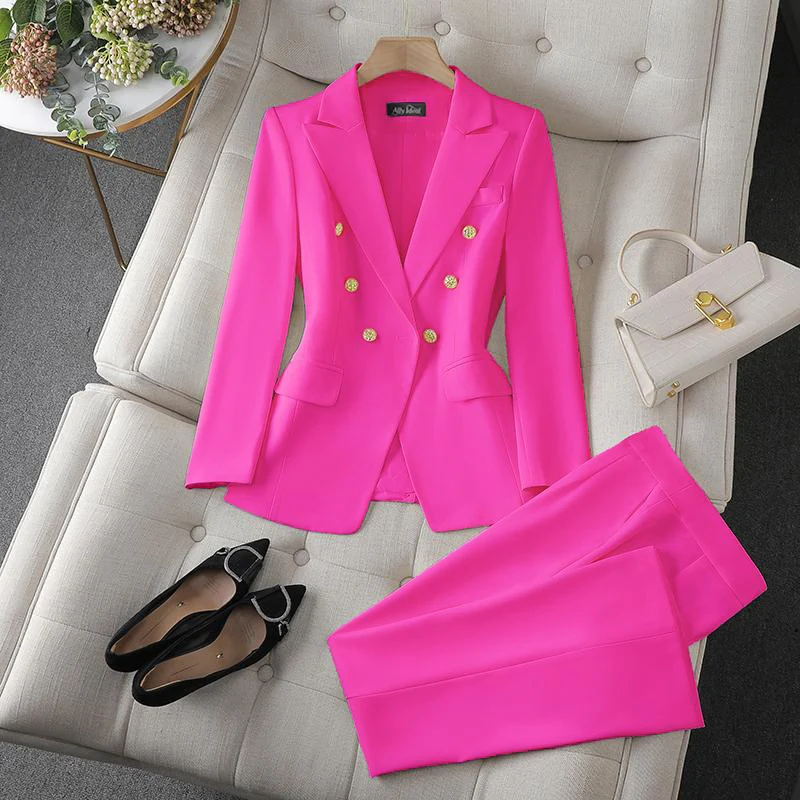 Damen Elegantes Doppelreihiges Blazer-Set Drune