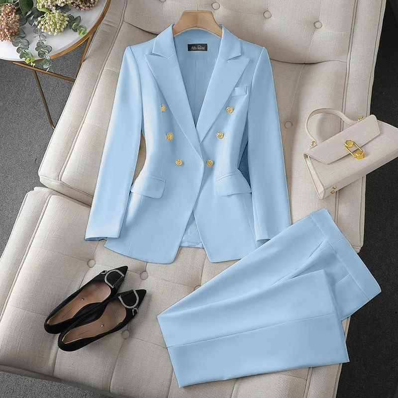 Damen Elegantes Doppelreihiges Blazer-Set Drune