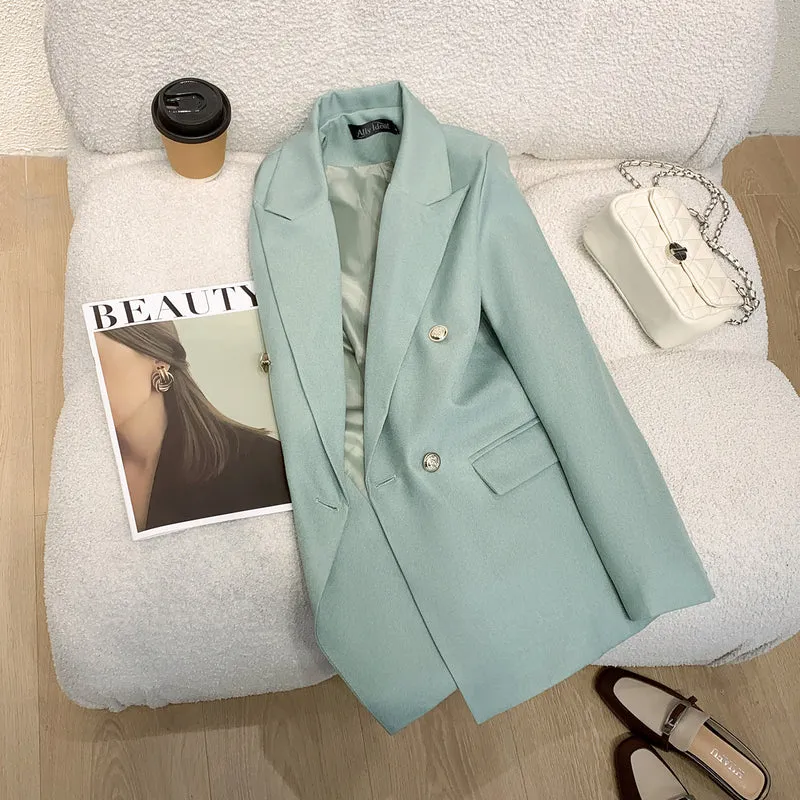 Damen Eleganter Double-Breasted Blazer Drune