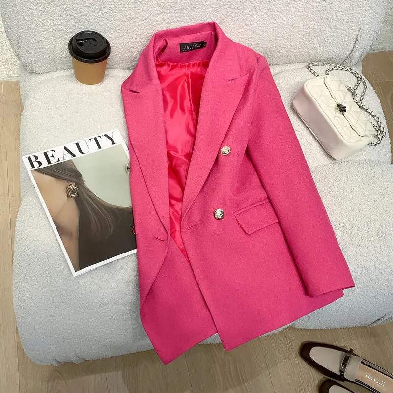 Damen Eleganter Double-Breasted Blazer Drune