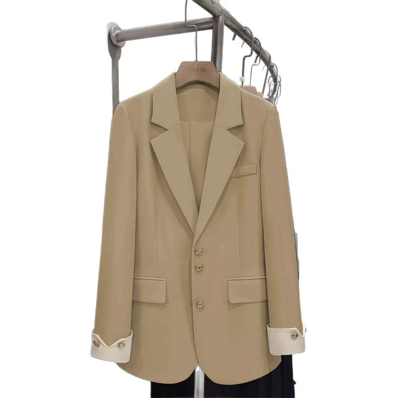 Damen Eleganter Blazer mit goldenen Knopfdetails Drune
