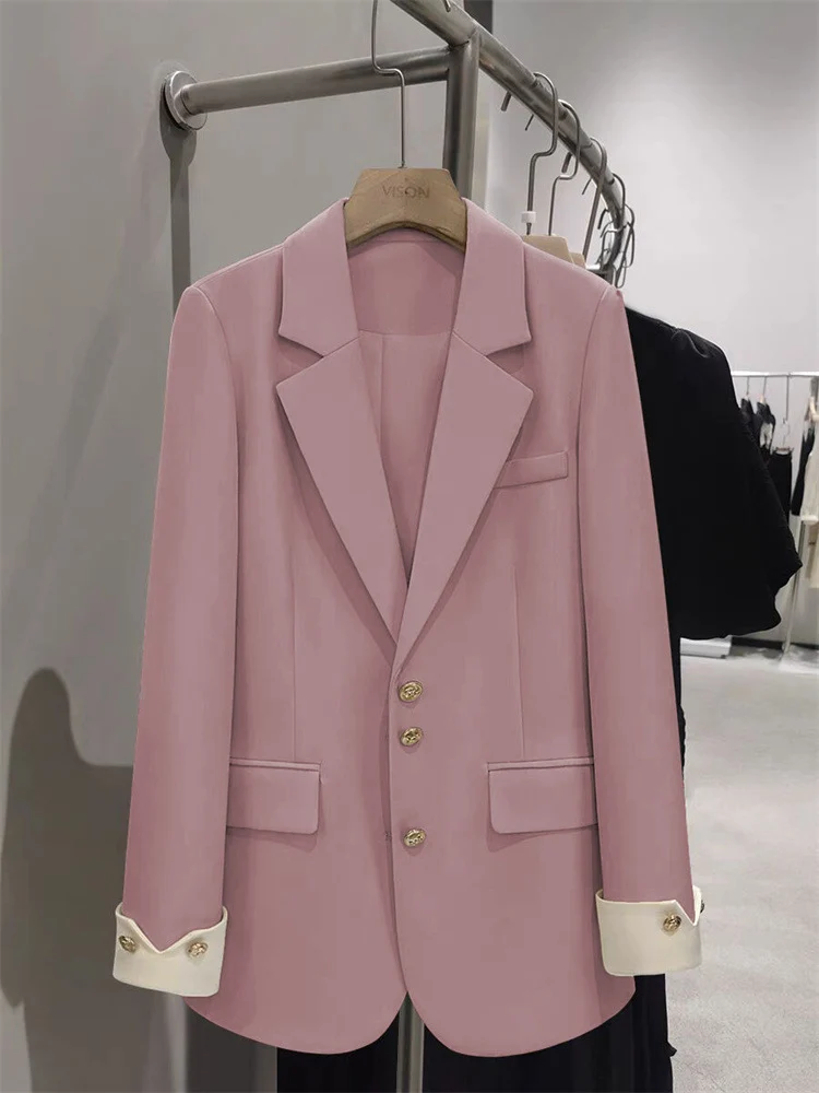 Damen Eleganter Blazer mit goldenen Knopfdetails Drune