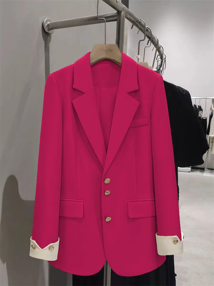 Damen Eleganter Blazer mit goldenen Knopfdetails Drune