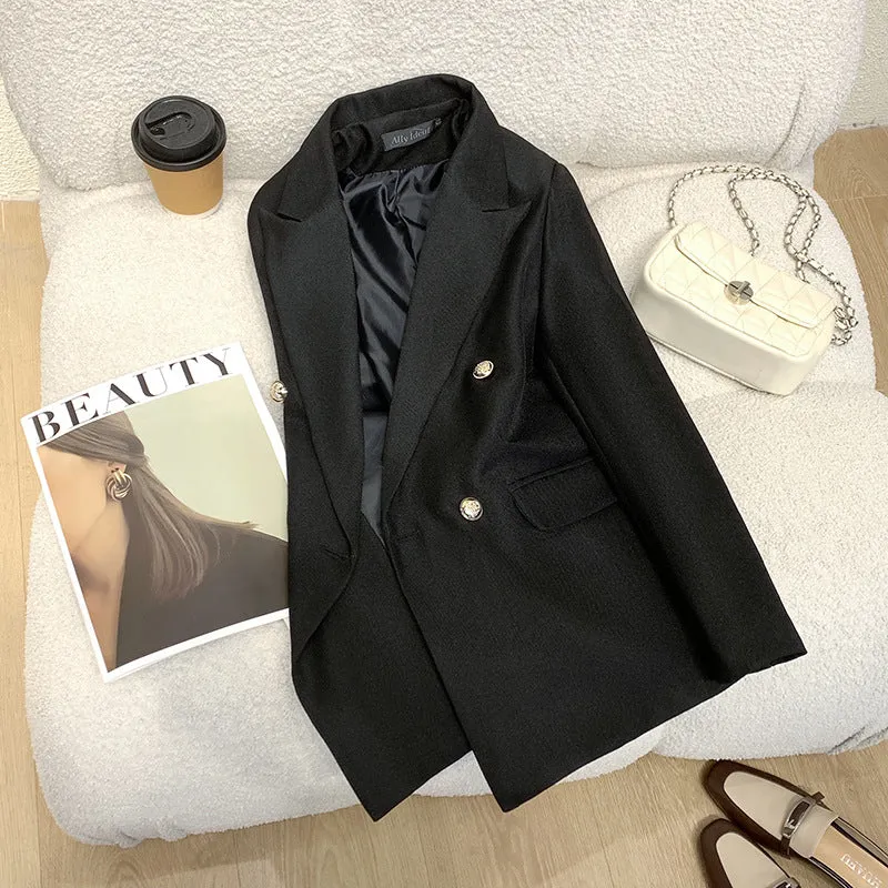 Damen Eleganter Blazer mit doppelter Knopfreihe Drune