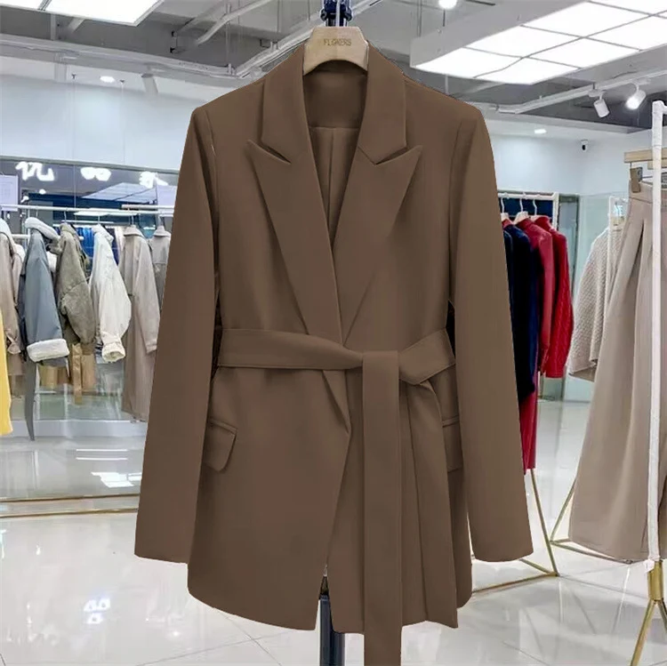 Damen Elegante Wickelblazer mit Gürtel Drune
