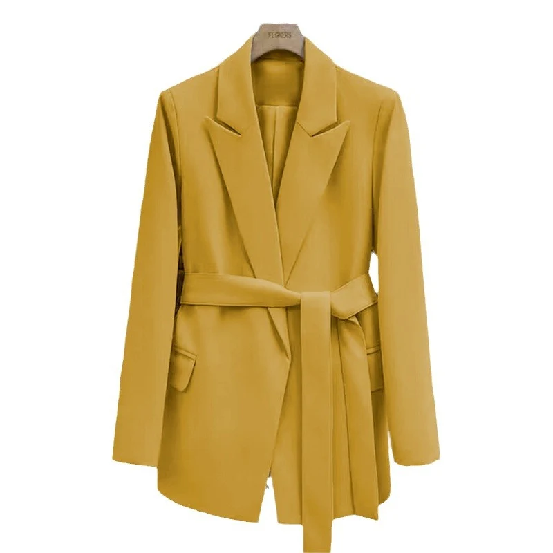 Damen Elegante Wickelblazer mit Gürtel Drune