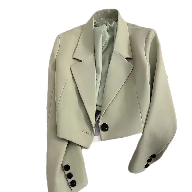 Damen Cropped Blazer mit Schalkragen Drune