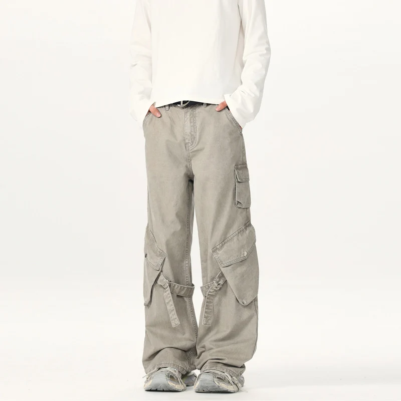 Herren Extraweite Cargo-Palazzohose mit Metallringen und verstellbaren Beinschlaufen Drune