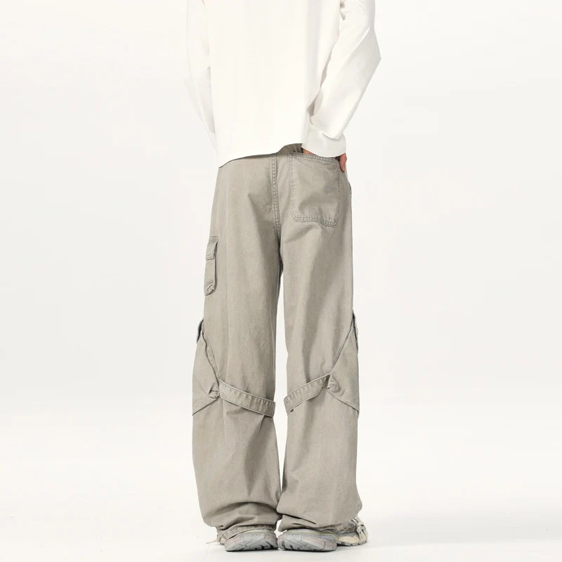 Herren Extraweite Cargo-Palazzohose mit Metallringen und verstellbaren Beinschlaufen Drune