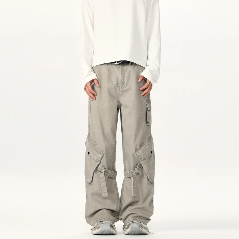 Herren Extraweite Cargo-Palazzohose mit Metallringen und verstellbaren Beinschlaufen Drune