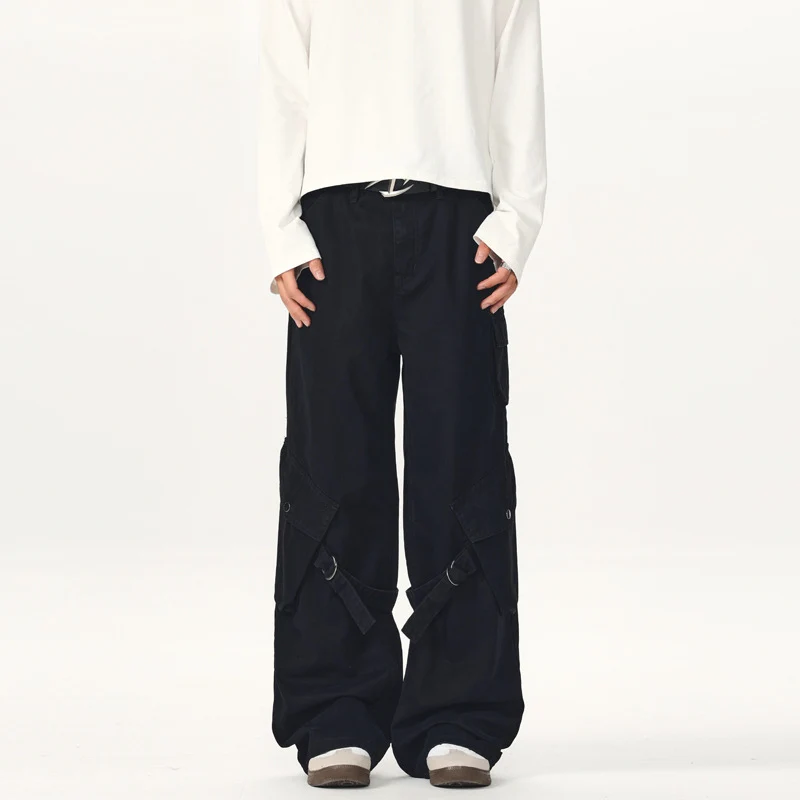 Herren Extraweite Cargo-Palazzohose mit Metallringen und verstellbaren Beinschlaufen Drune