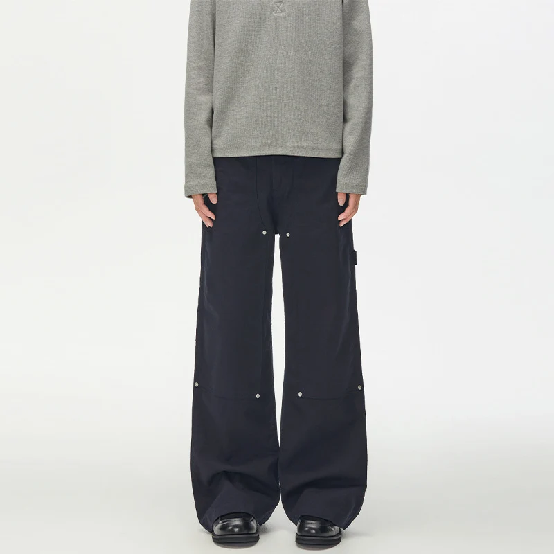 Herren Extraweite Canvas-Utility-Hose mit geteilten Beinen und Druckknopf-Details Drune