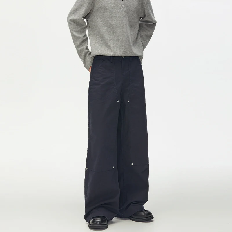Herren Extraweite Canvas-Utility-Hose mit geteilten Beinen und Druckknopf-Details Drune
