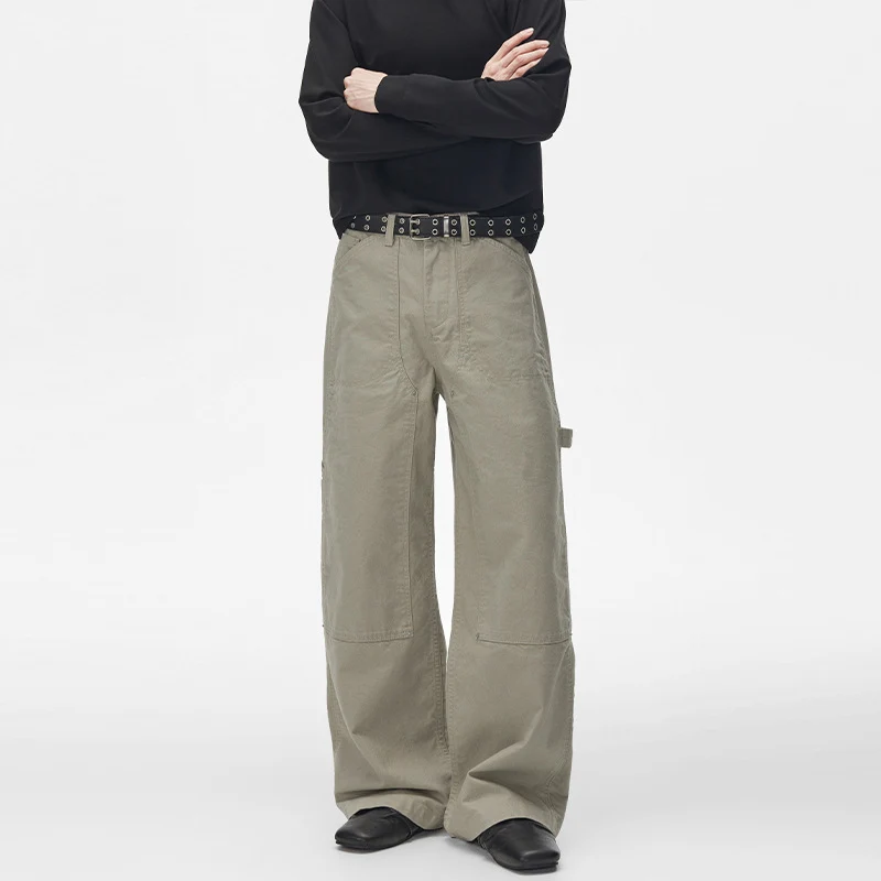 Herren Extraweite Canvas-Utility-Hose mit geteilten Beinen und Druckknopf-Details Drune