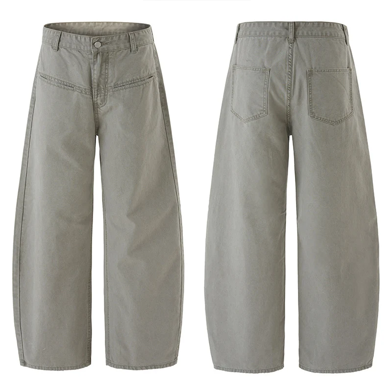 Herren Extraweite Bodenlange Canvas-inspirierte Weithose mit überlangem Saum Drune