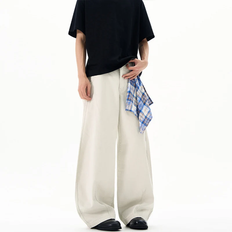 Herren Extraweite Baumwoll‑Twill‑Palazzohose mit markanten Saumnähten und skulpturaler Form Drune