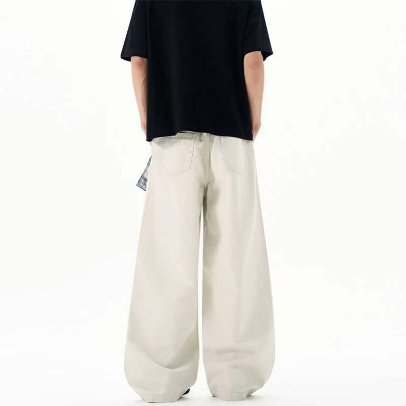 Herren Extraweite Baumwoll‑Twill‑Palazzohose mit markanten Saumnähten und skulpturaler Form Drune